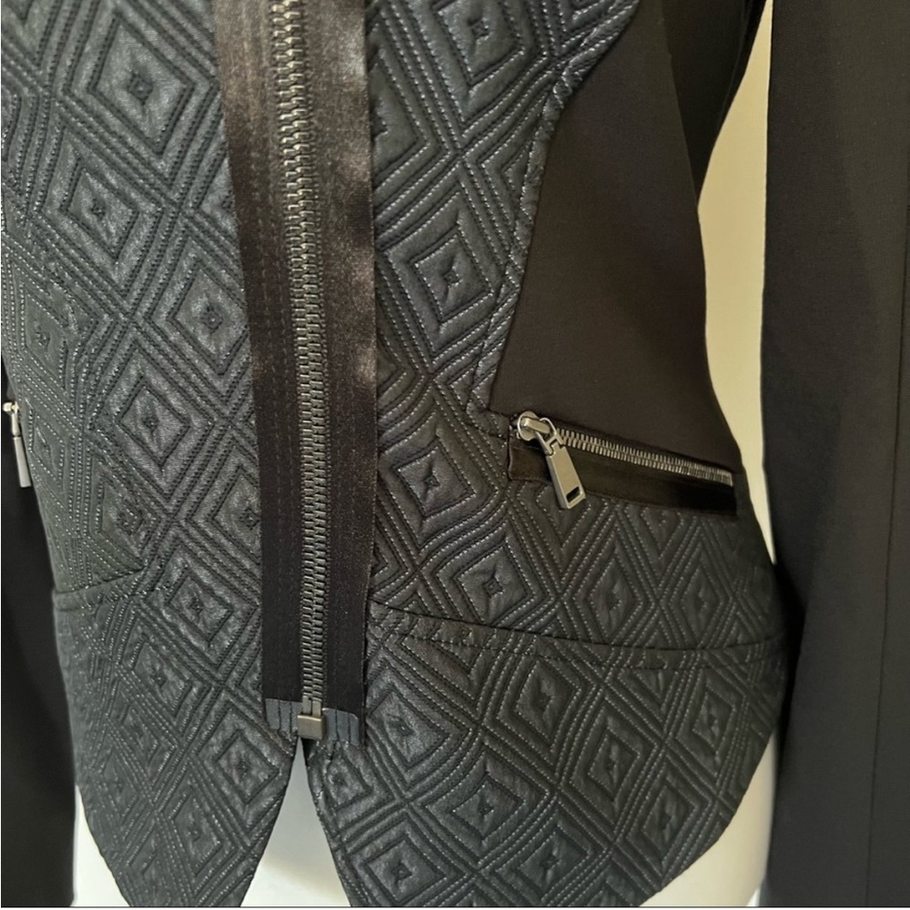 Elie Tahari Viola Jacket (Moto), Asymmetrical Zippers, Midnight Multi - Picture 10 of 14